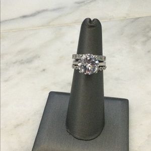 Stacking Wedding Bridal Ring Set Simulated Stones